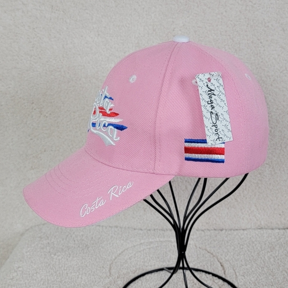 Costa Rica Pink Embroidered Patriotic Ball Cap By Mega Sport NEW - Picture 4 of 11